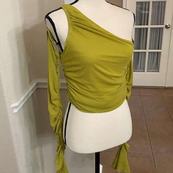 Shein Chartreuse/olive green ruched top Size L - Picture 6 of 17